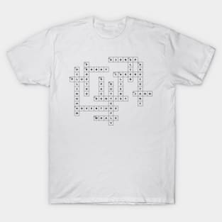 (1971PP) Crossword pattern with words from a 1971 science fiction book about a dentist. T-Shirt